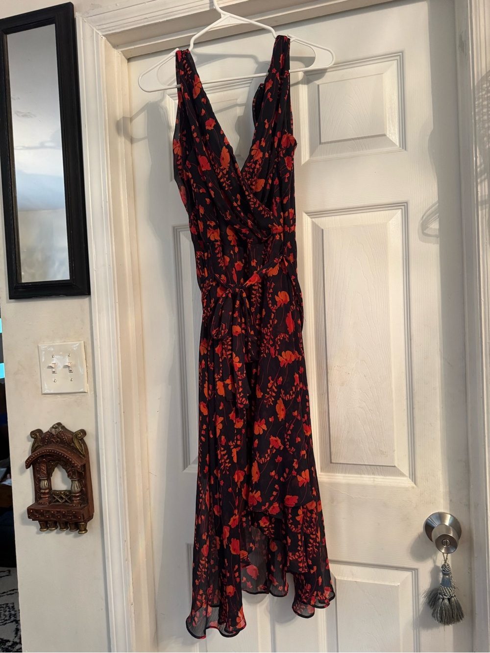 Tommy Hilfiger Black Midi Dress with Red Floral Print - Picture 3 of 3